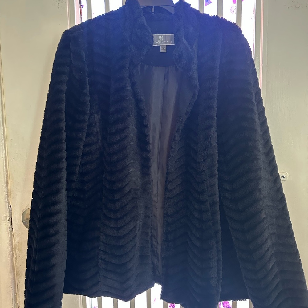 JM Collection Black Teddy Jacket